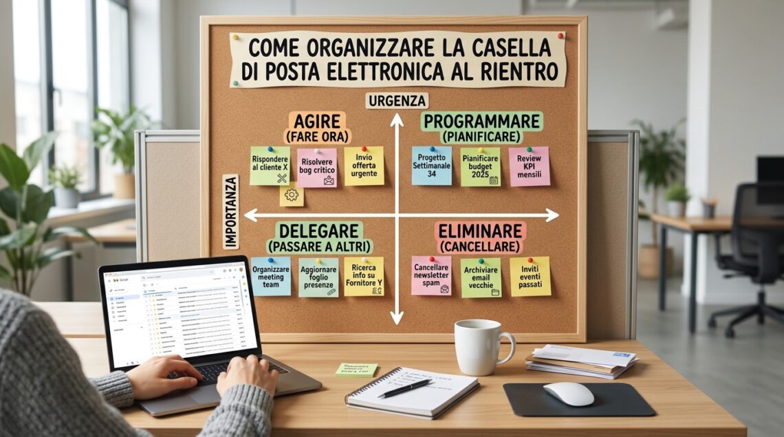 Come organizzare la casella di posta elettronica al rientro usando la matrice di Eisenhower