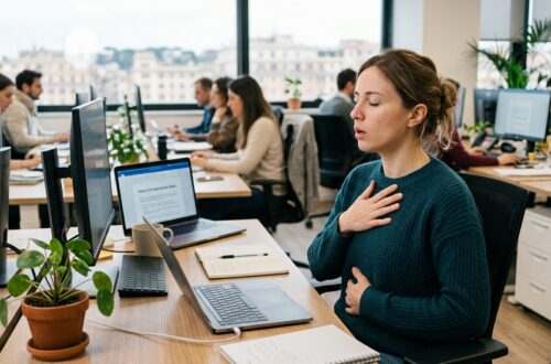 Esercizi di respirazione rapida contro l'ansia in ufficio